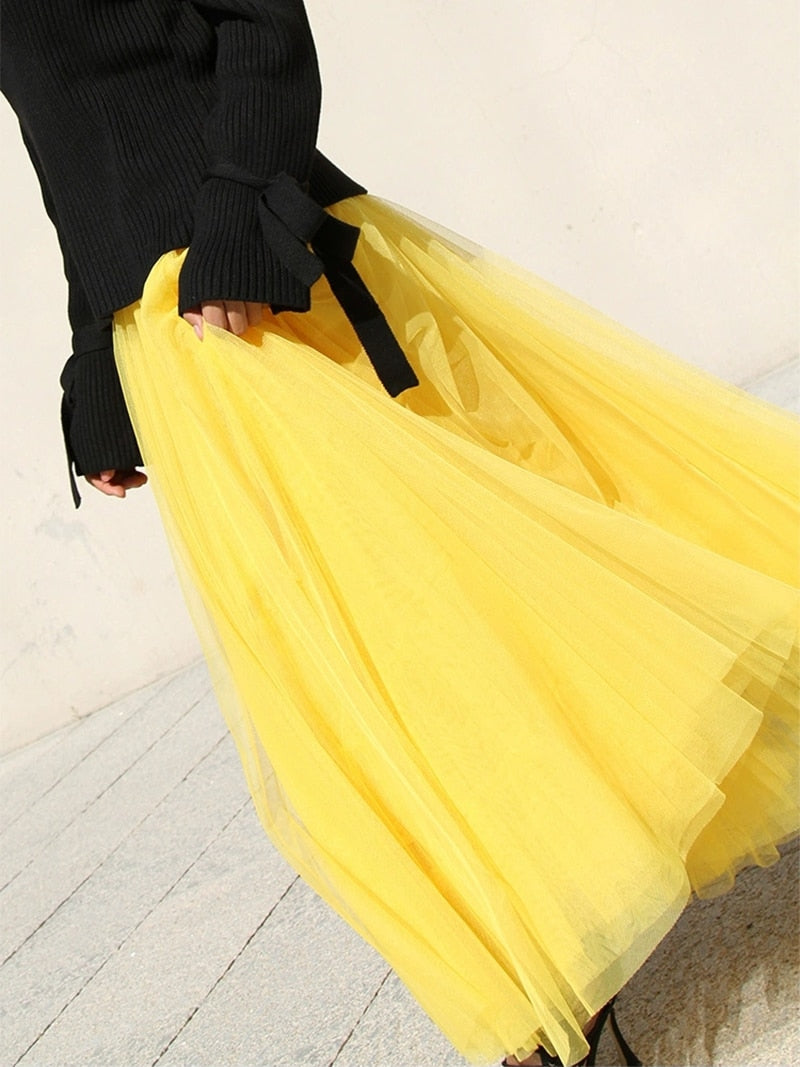 Extra Long Mesh Tulle Skirt