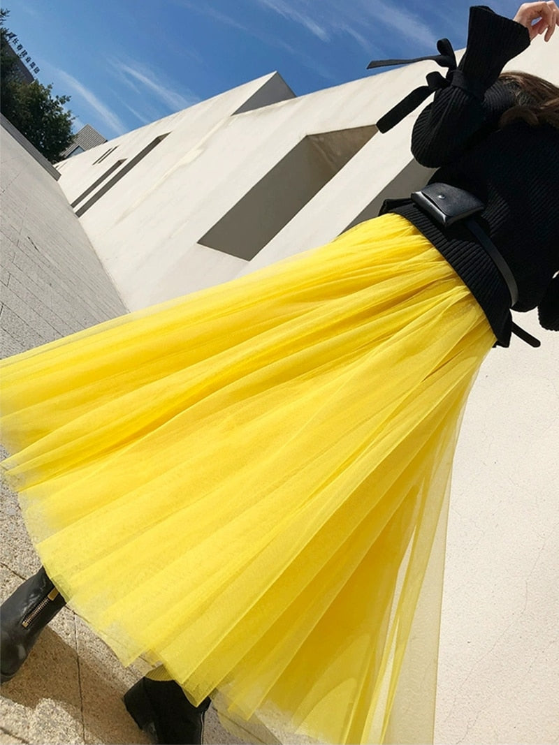 Extra Long Mesh Tulle Skirt