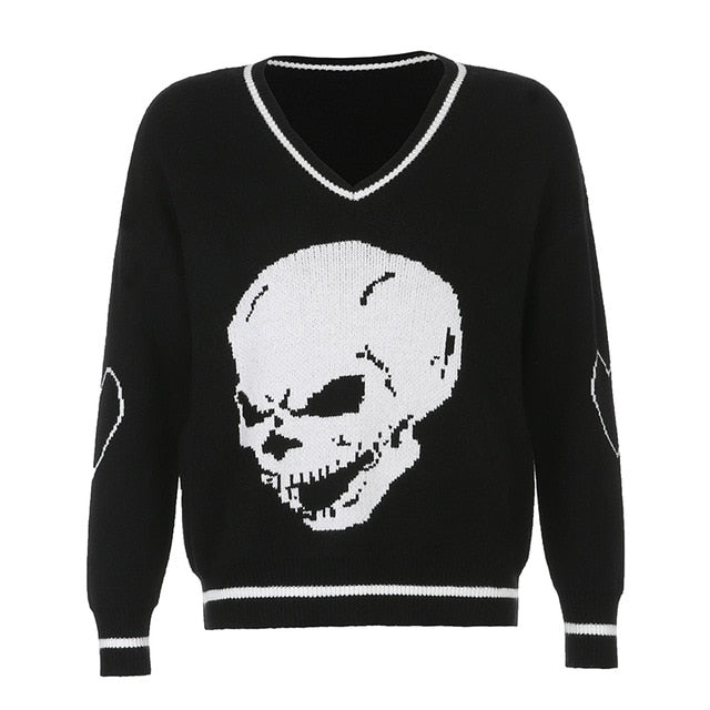 Knitted Sweater with Skull